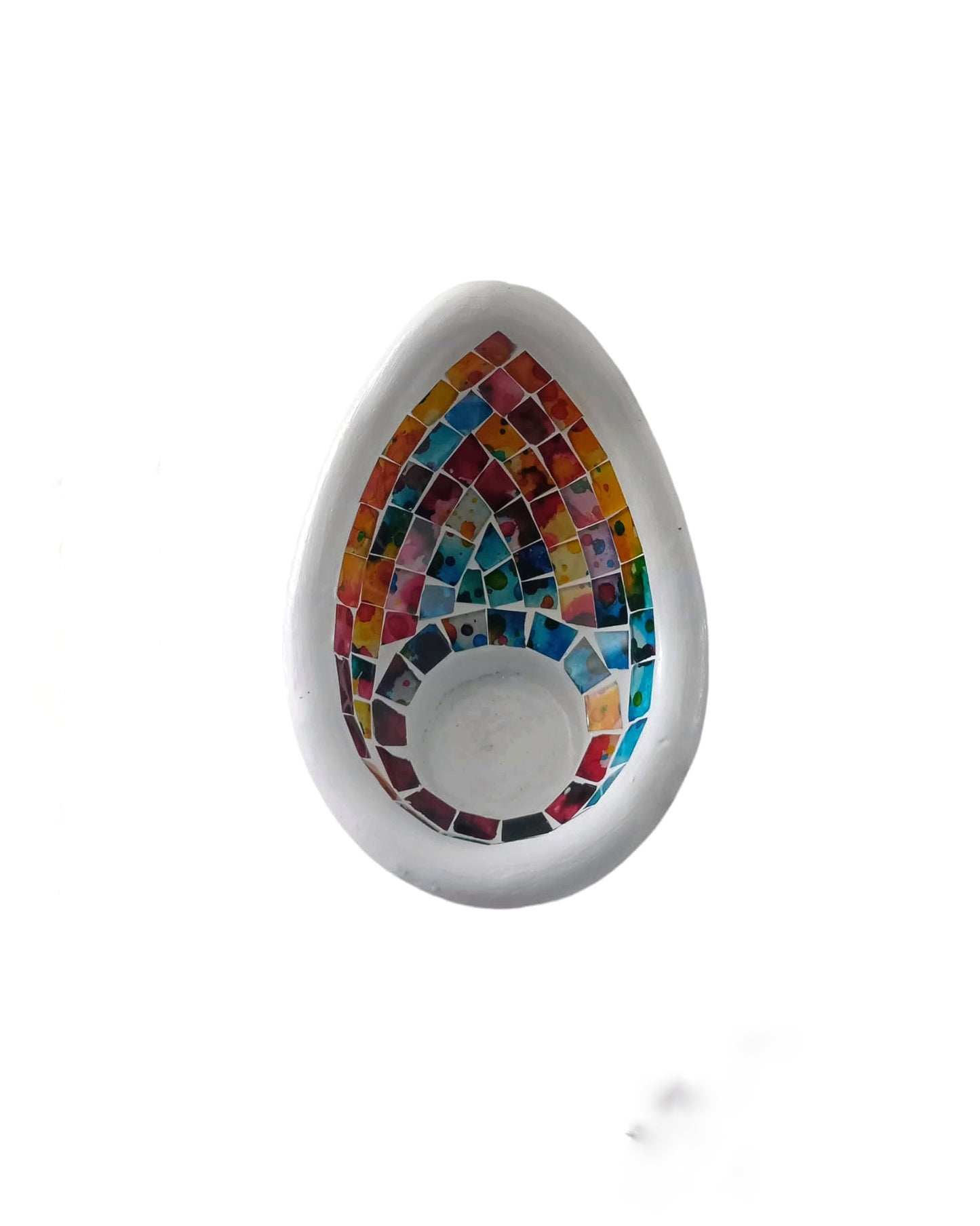 Mosaic Multicolor Tear Drop Votive Candle Holder, Handcrafted in Bali