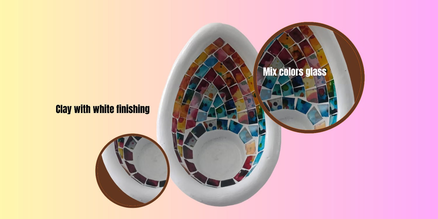 Mosaic Multicolor Tear Drop Votive Candle Holder, Handcrafted in Bali