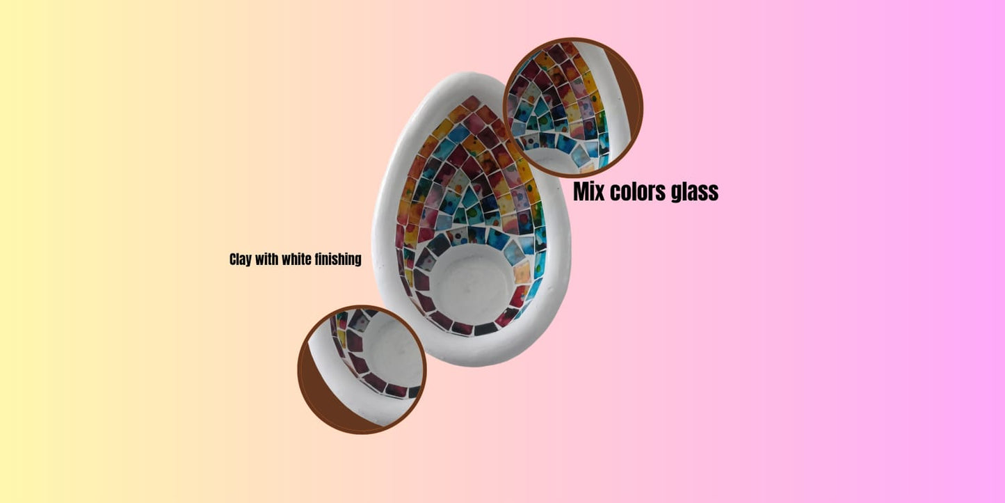 Mosaic Multicolor Tear Drop Votive Candle Holder, Handcrafted in Bali
