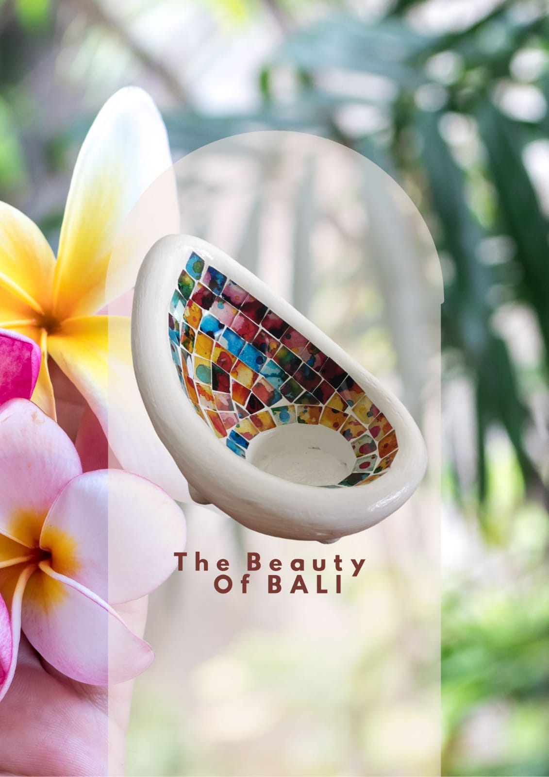 Mosaic Multicolor Tear Drop Votive Candle Holder, Handcrafted in Bali