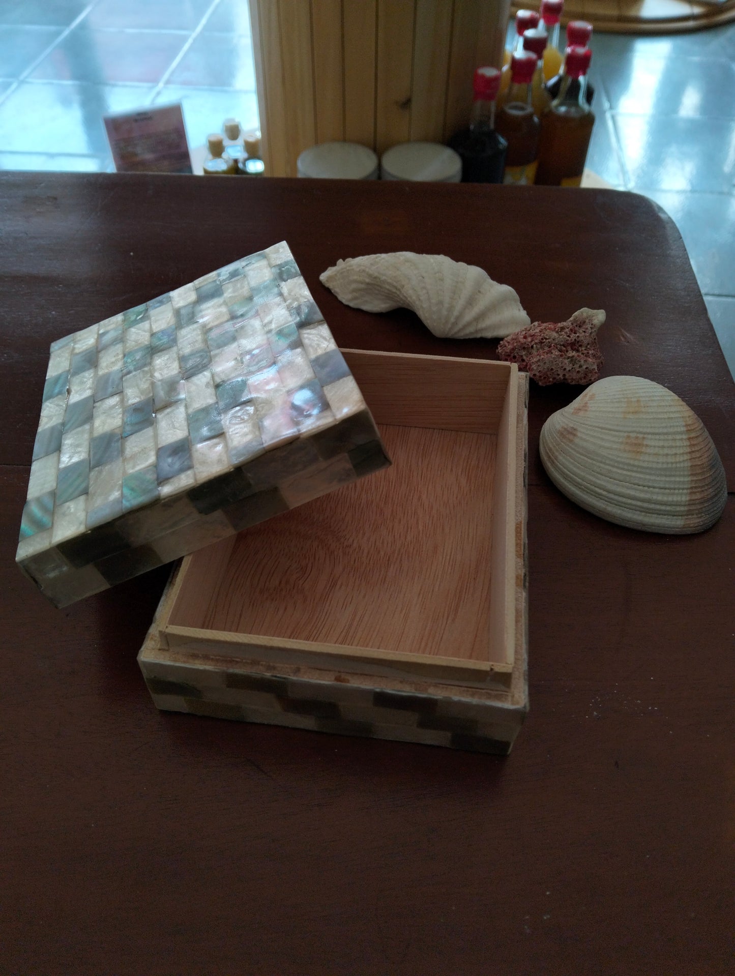 Ocean Whisper Treasure Box from Tropical Island Paradise Bali, Exotic Shell Inlay, Hold Your Fond Memories of the Beach, Vanity and Bathroom Decor Accessory, Boho Style, Gift for Friends & Family