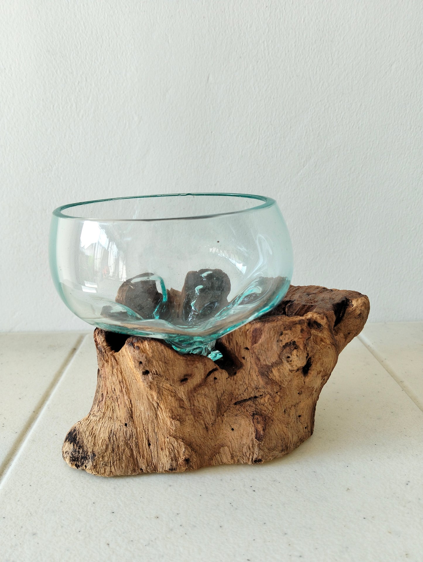 Flowing Glass Vase Handmade in Exotic Bali, Unique Housewarming Gift, Wedding Gift, Natural Boho Decor, Work of Art and Functional Vase, Art Meets Nature in Every Curve