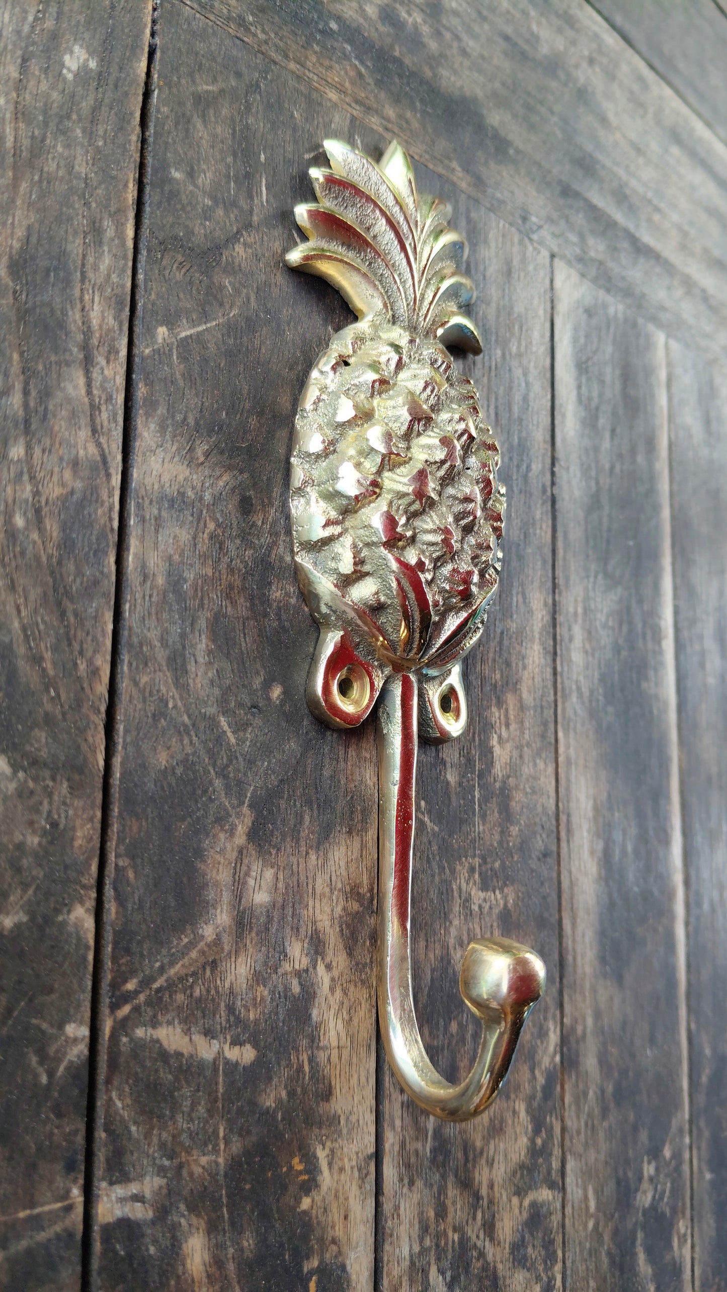 Pineapple Grove Bronze Walls Hooks (Set of 2) - Decorative, Functional, and Perfect for Tropical Homes Handmade in Exotic Bali, Home Decor