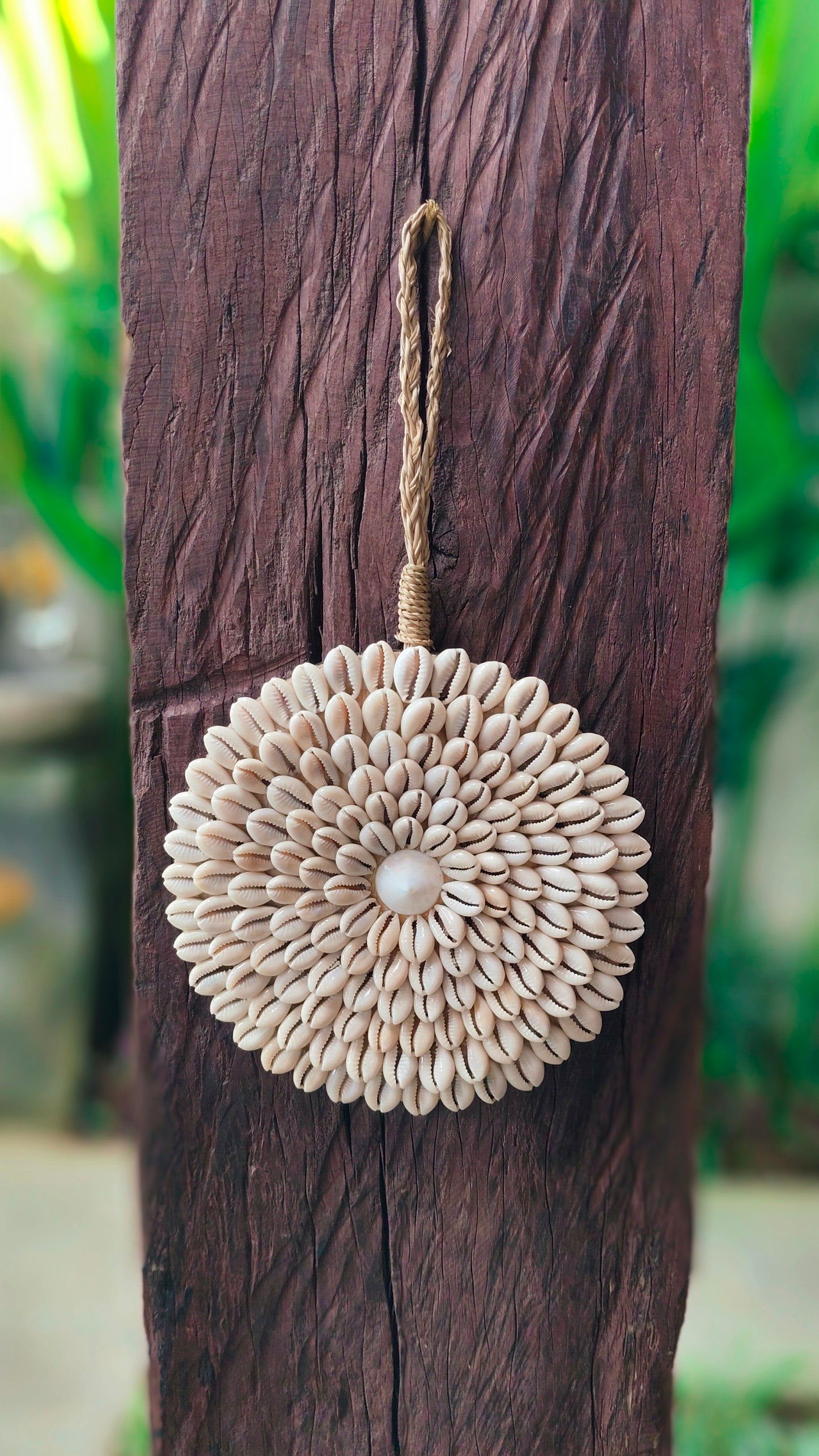 Shell Bloom Wall Art - Nature’s Pattern, Handcrafted for Tropical Elegance Handmade Shell Art from Exotic Bali, Wall Decor