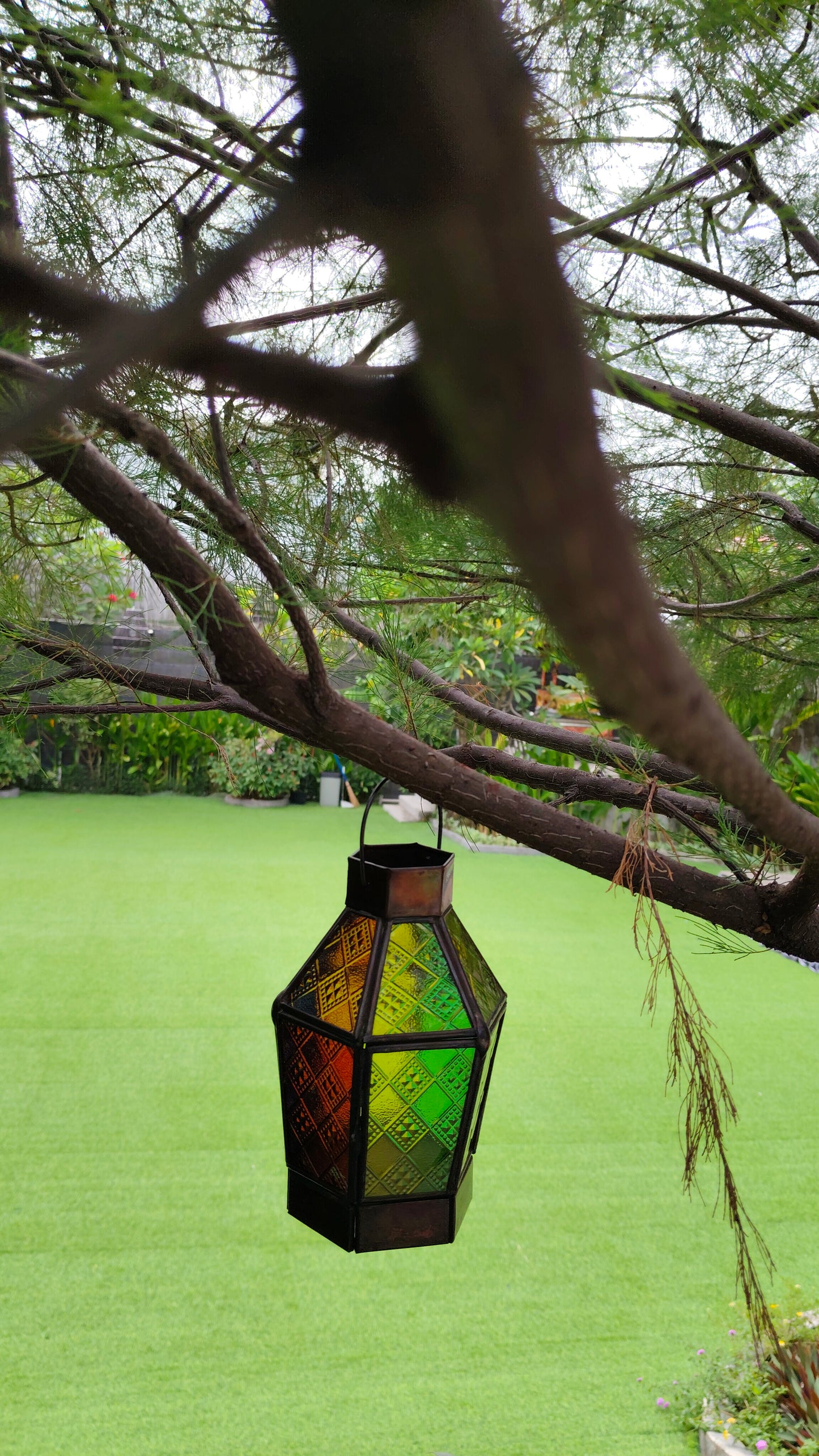 Boho Mystic Colored Glass Lantern - a Gift of Cozy Vibes, A Vibrant Addition to Any Space, Votive Candle Lantern