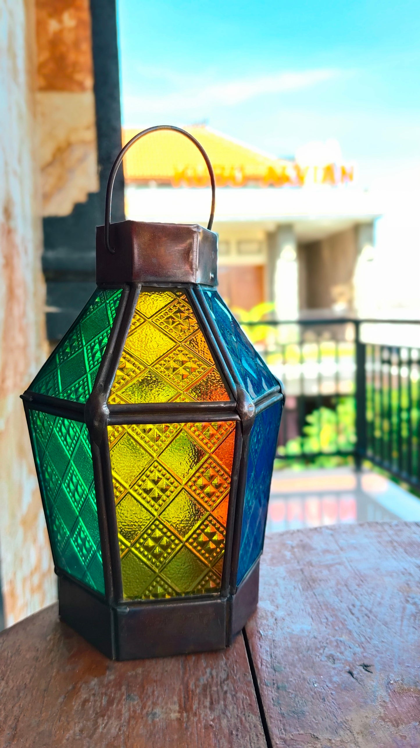 Boho Mystic Colored Glass Lantern - a Gift of Cozy Vibes, A Vibrant Addition to Any Space, Votive Candle Lantern