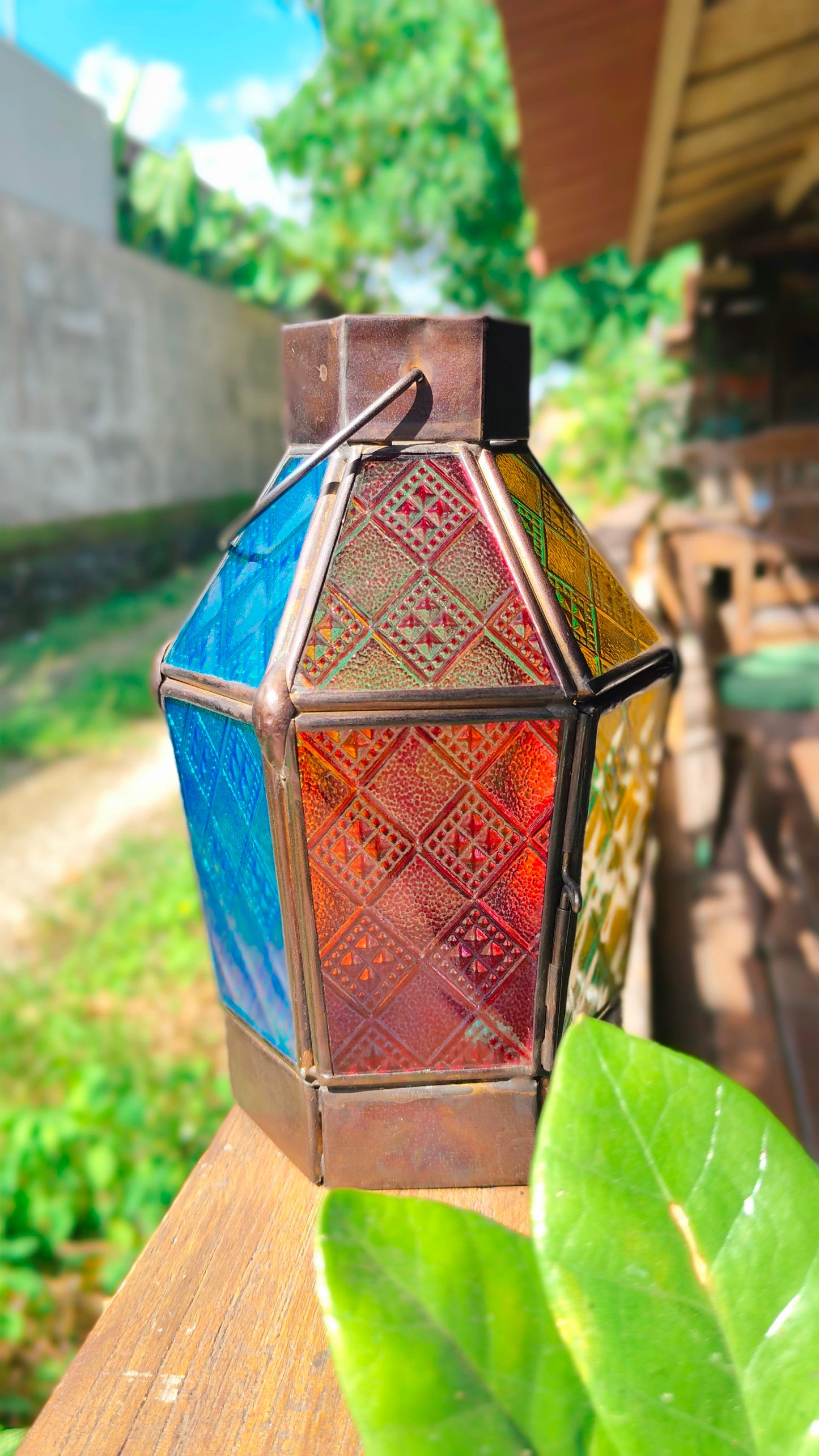 Boho Mystic Colored Glass Lantern - a Gift of Cozy Vibes, A Vibrant Addition to Any Space, Votive Candle Lantern