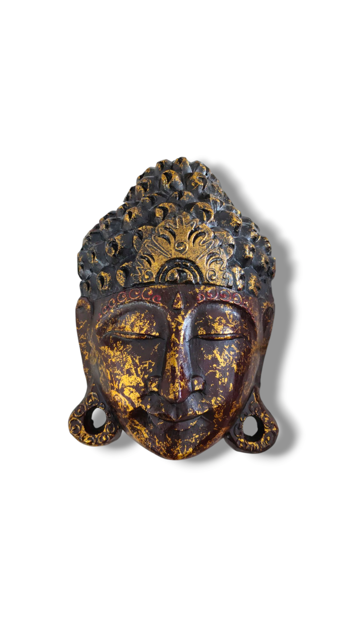 Bali Tropical Home Red Gold Harmony Buddha Mask - Invite Peace & Calm Into Your Space, Wall Decor
