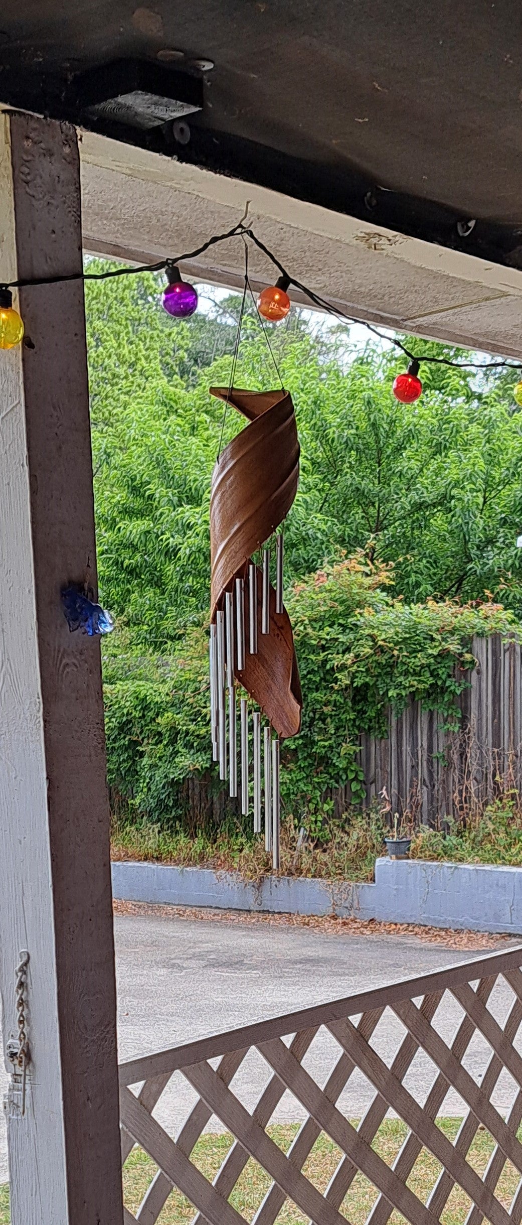 Paradise Palm Wind Chime, Handcrafted in Bali, Unique Design for Indoor or Outdoor, 14.2 Inches Base to top