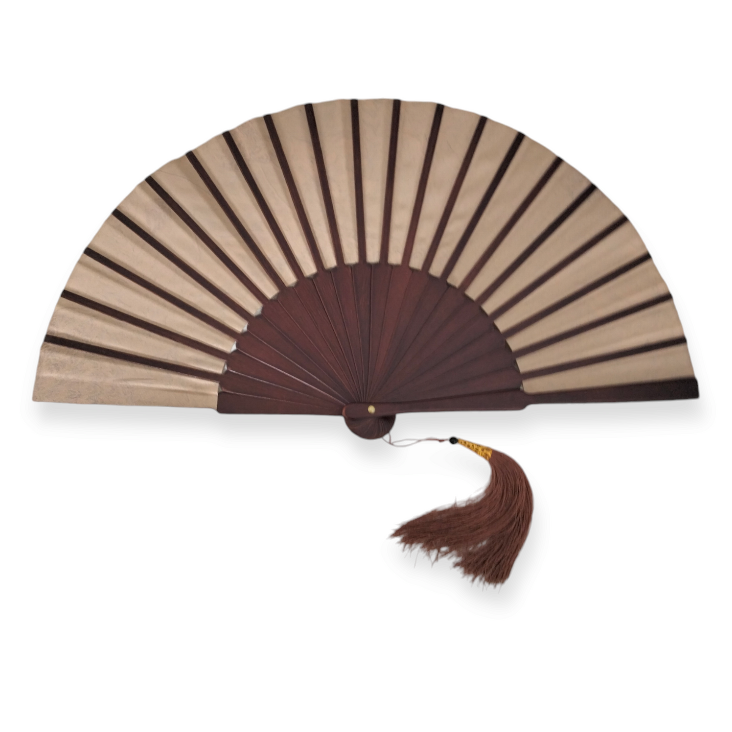 Golden Sunset Foldable fan, Handmade in Bali, Satin and Pine Wood, Keep Cool in Style at Weddings, Church, Outdoor parties, travel, the pool & the beach, Great Gift for Mom, Grandma, Wife, Girlfriend