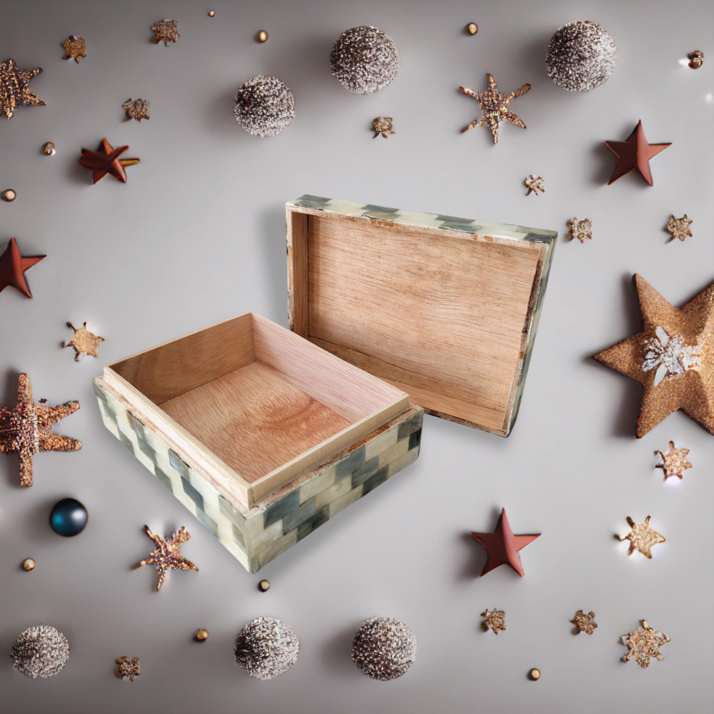 Ocean Whisper Treasure Box from Tropical Island Paradise Bali, Exotic Shell Inlay, Hold Your Fond Memories of the Beach, Vanity and Bathroom Decor Accessory, Boho Style, Gift for Friends & Family