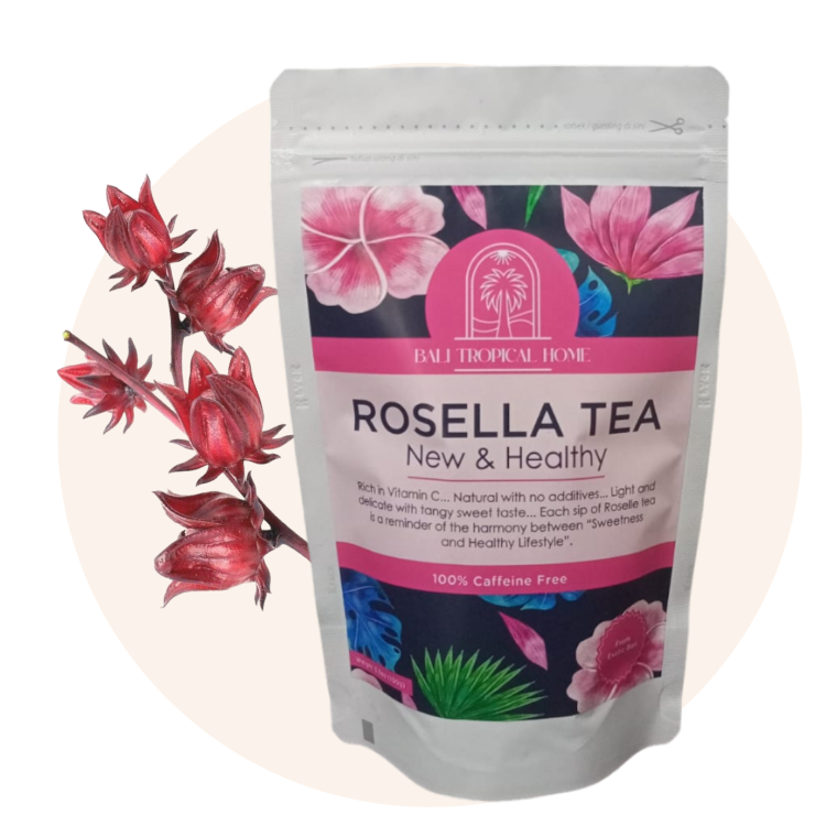 Exquisite Bali Rosella Powder Tea from Exotic Bali, 3.5oz, Herbal & Natural, Beautiful Red Color Drink for Special Events or Relaxing at Home