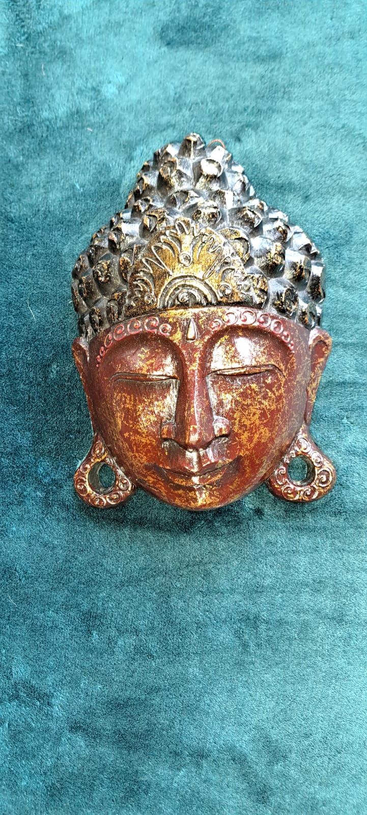 Bali Tropical Home Red Gold Harmony Buddha Mask - Invite Peace & Calm Into Your Space, Wall Decor