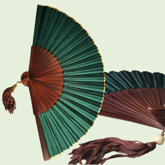 Exotic Jungle Folding Hand Fan, Handmade in Bali, Keep Cool in Style at Church