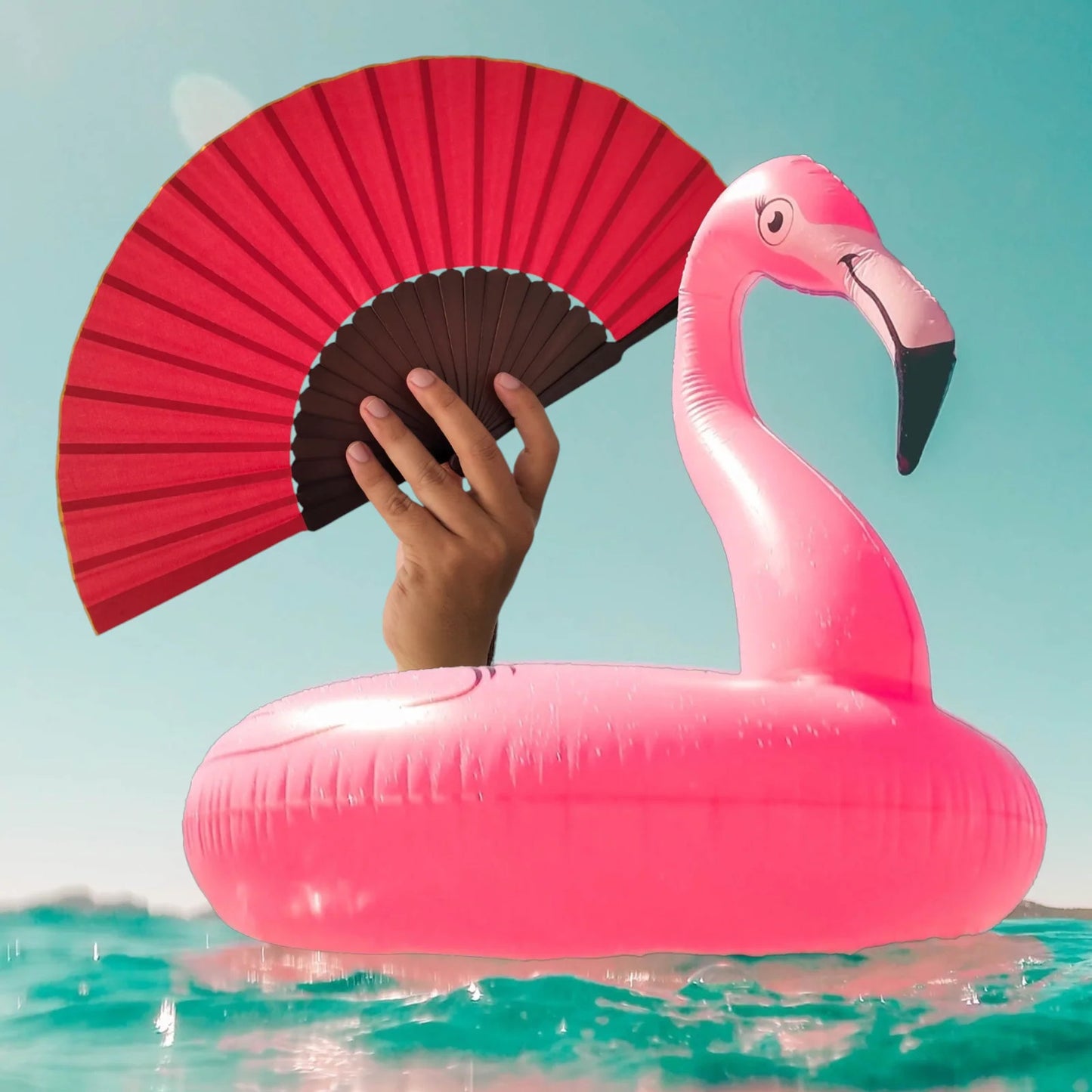 Scarlet Rose Wooden Folding Hand Fan, Handmade in Bali, Keep Cool in Style at