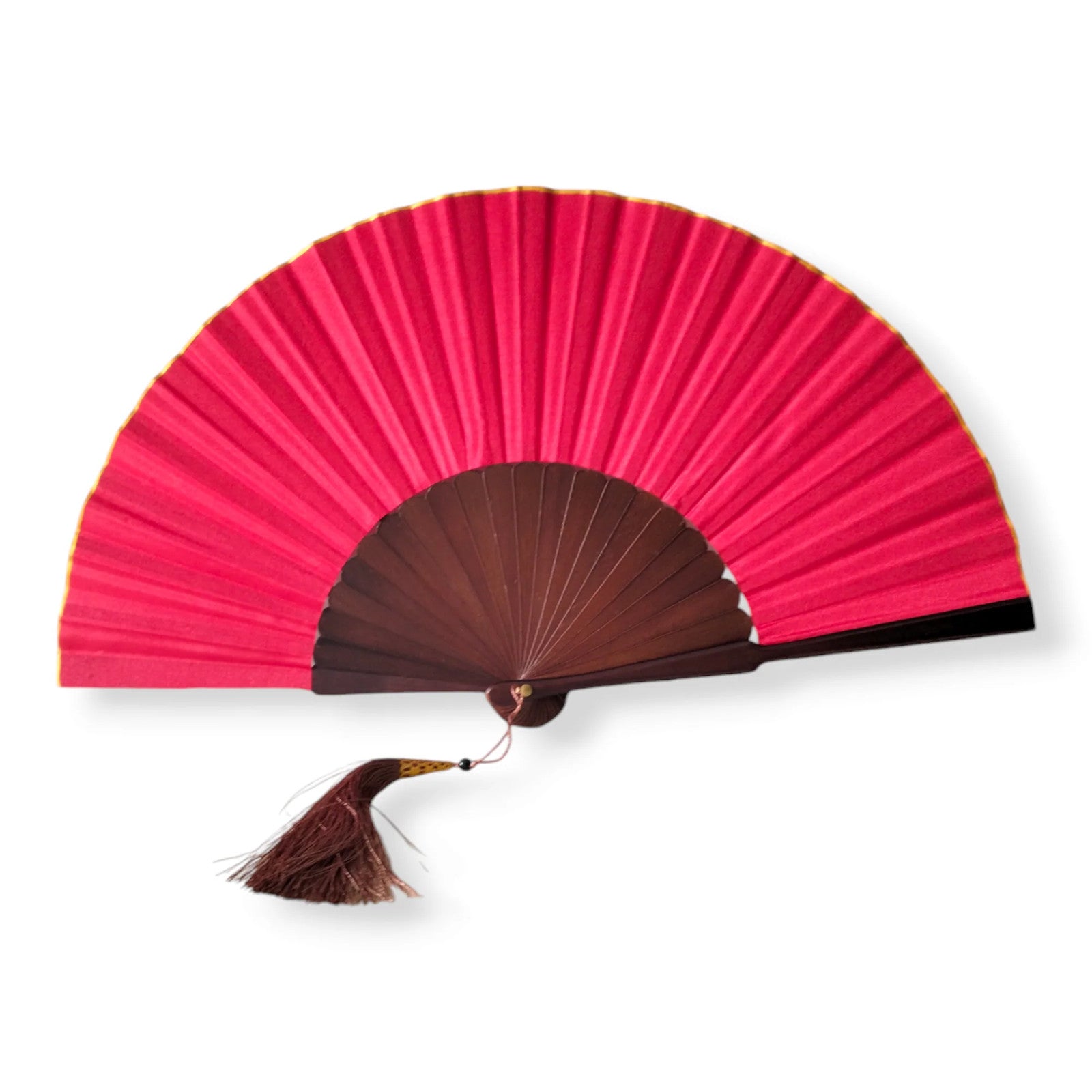 Scarlet Rose Wooden Folding Hand Fan, Handmade in Bali, Keep Cool in Style at