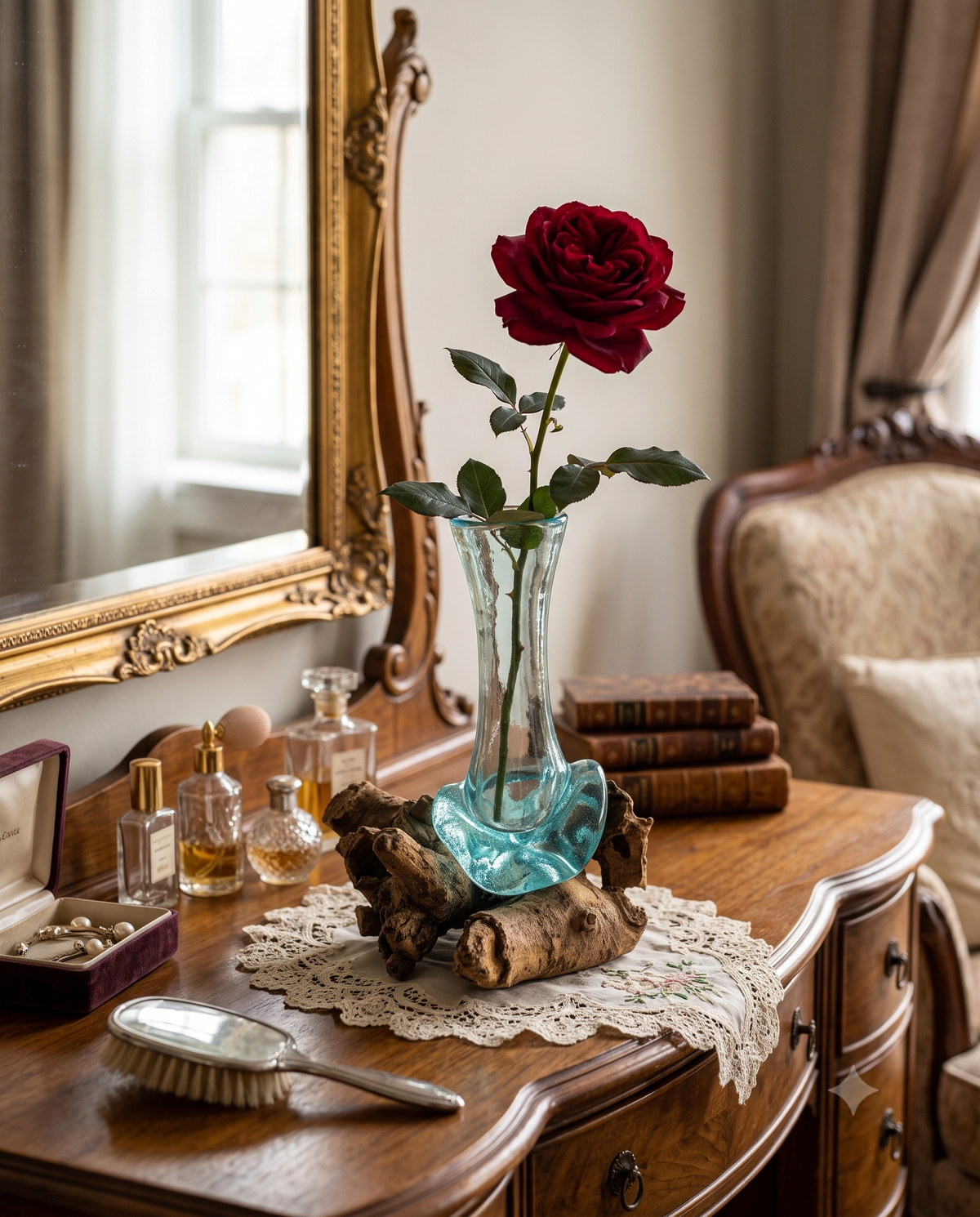 Rose Drift Vase - a Sculptural Accent from Bali Elegant Decoration from Exotic Bali, Tropical Home Decor