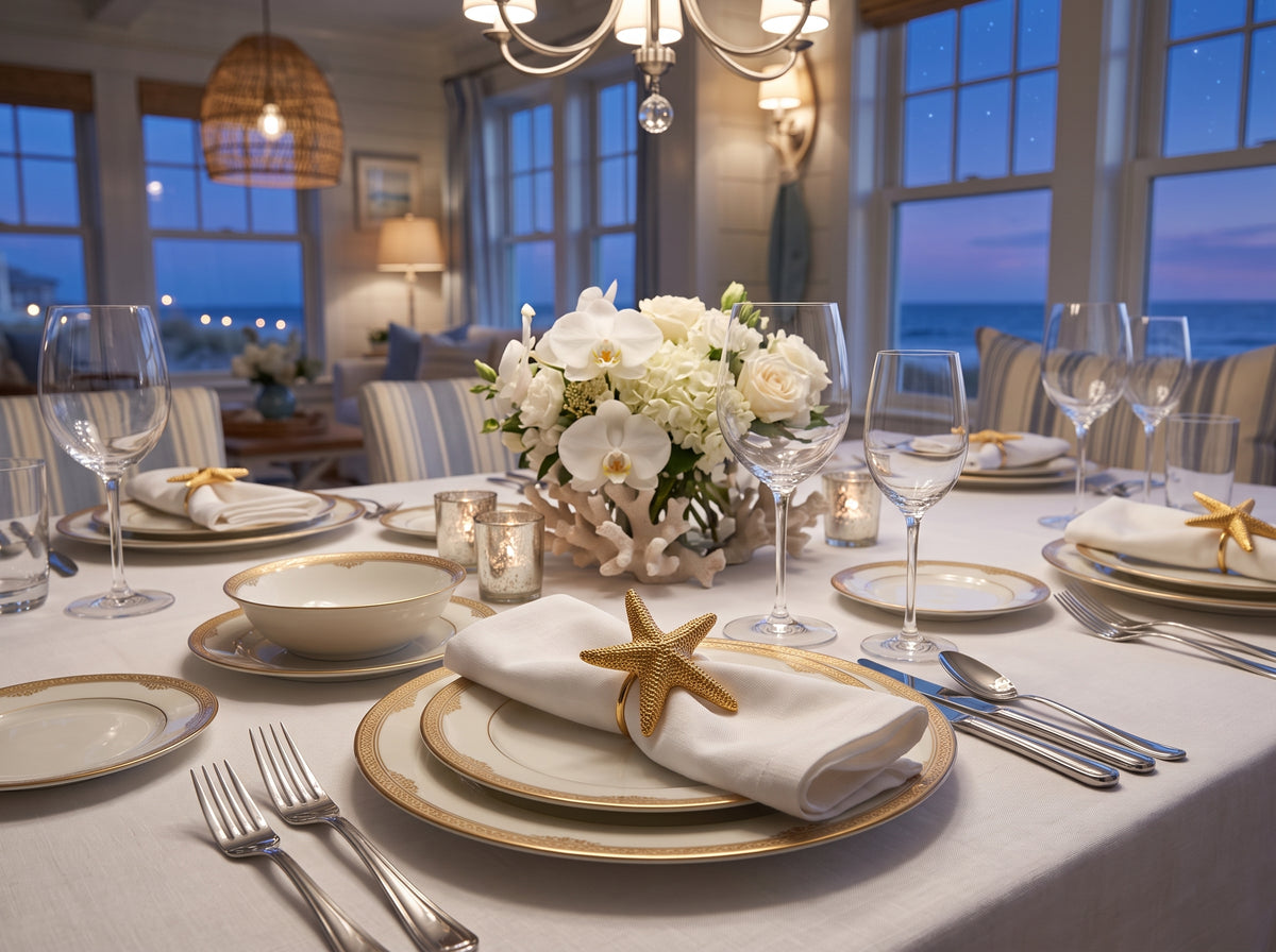Starfish Napkin Rings from Bali, Coastal Beach Theme, Table Decor (Set of 4)