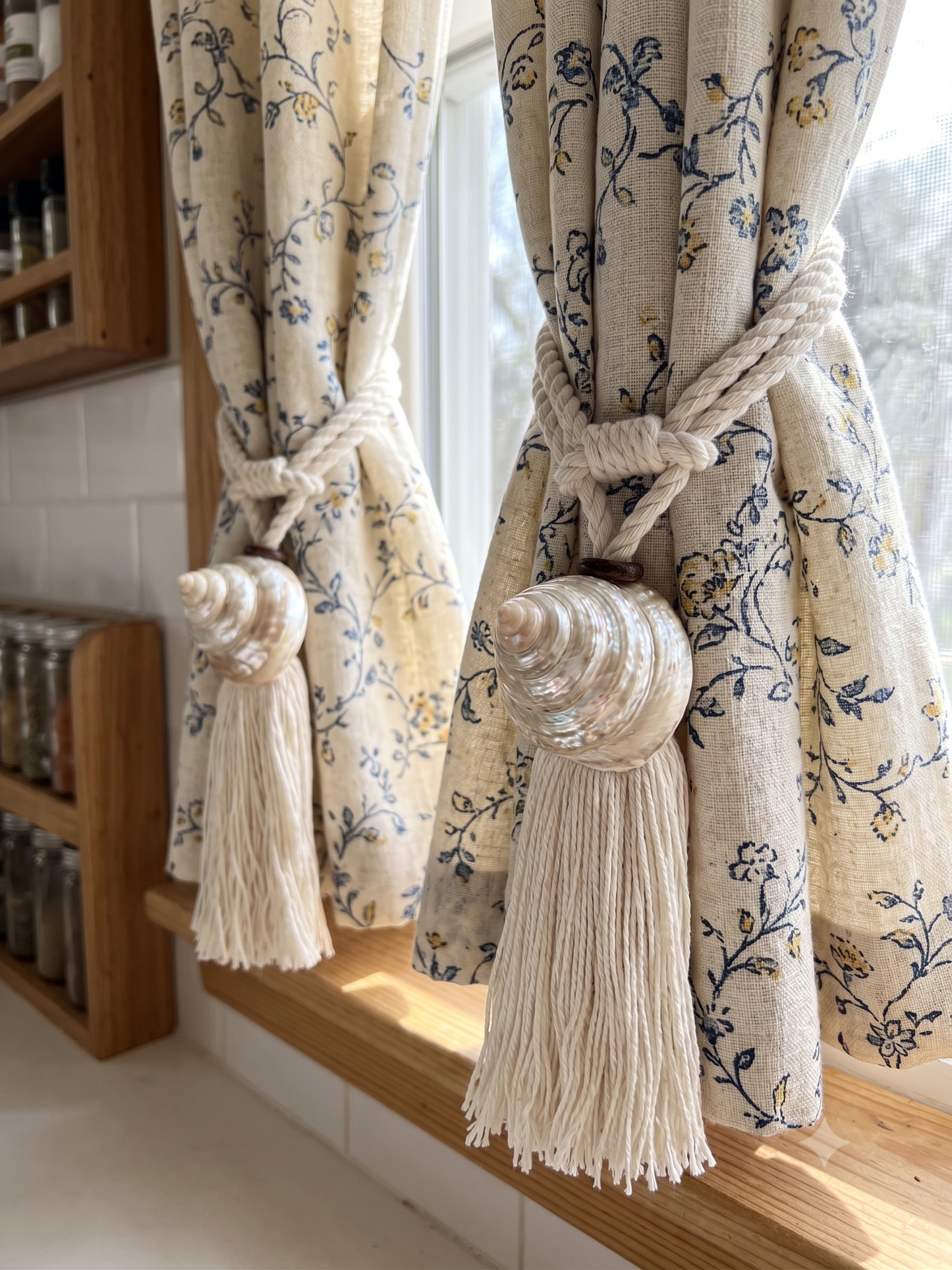 Bali Seashell Curtain Tie Backs (Set of 2)