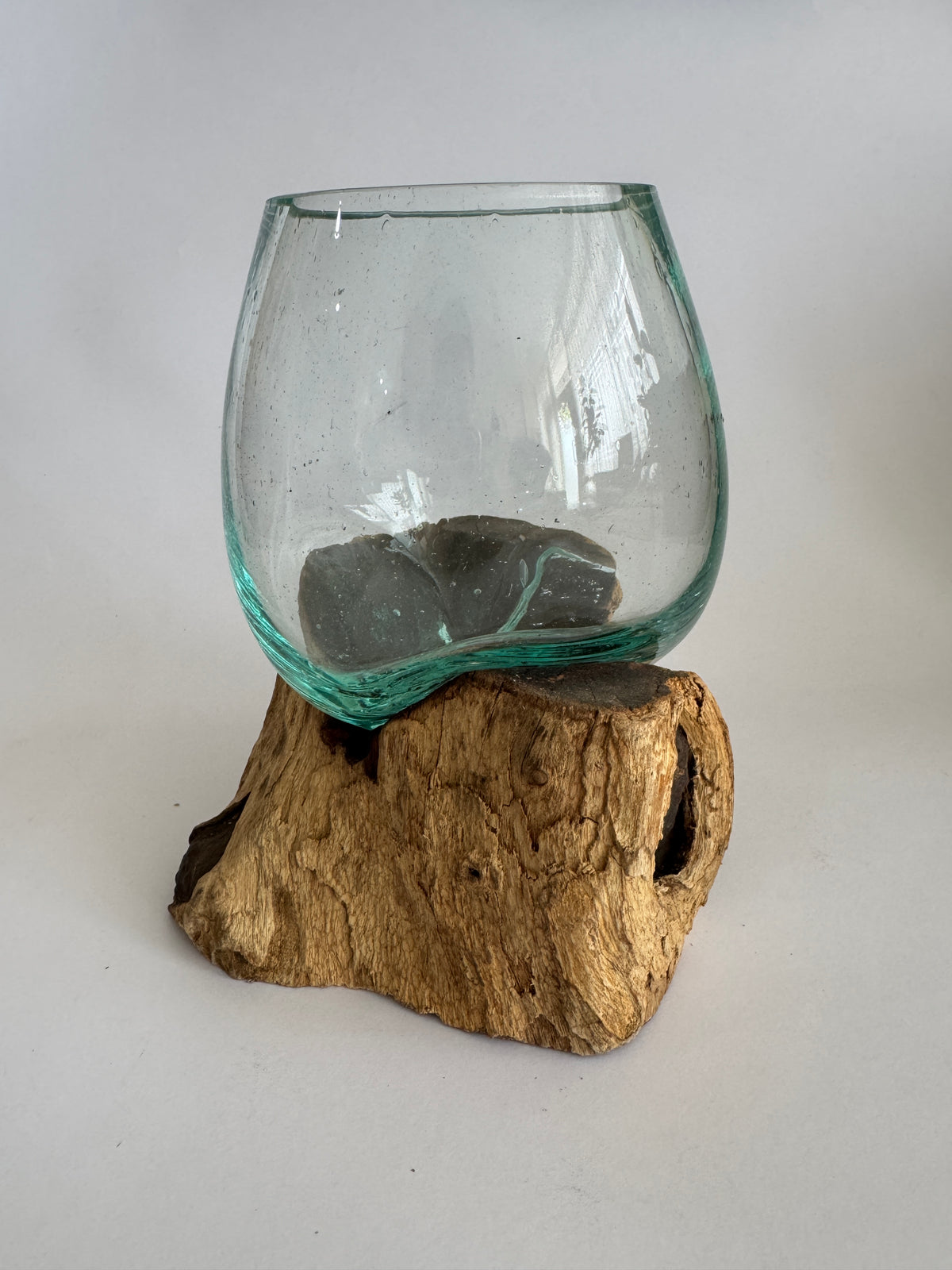 Flowing Glass Vase Handmade in Exotic Bali, Unique Housewarming Gift, Wedding Gift, Natural Boho Decor