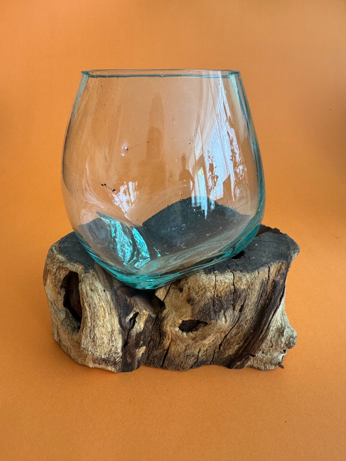 Flowing Glass Vase Handmade in Exotic Bali, Unique Housewarming Gift, Wedding Gift, Natural Boho Decor