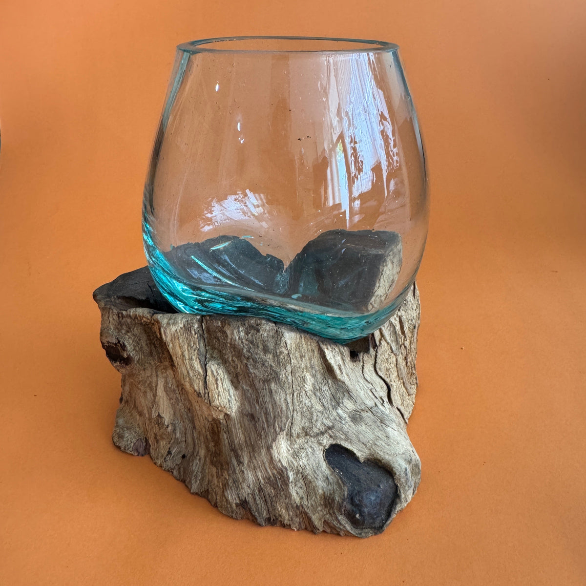 Flowing Glass Vase Handmade in Exotic Bali, Unique Housewarming Gift, Wedding Gift, Natural Boho Decor