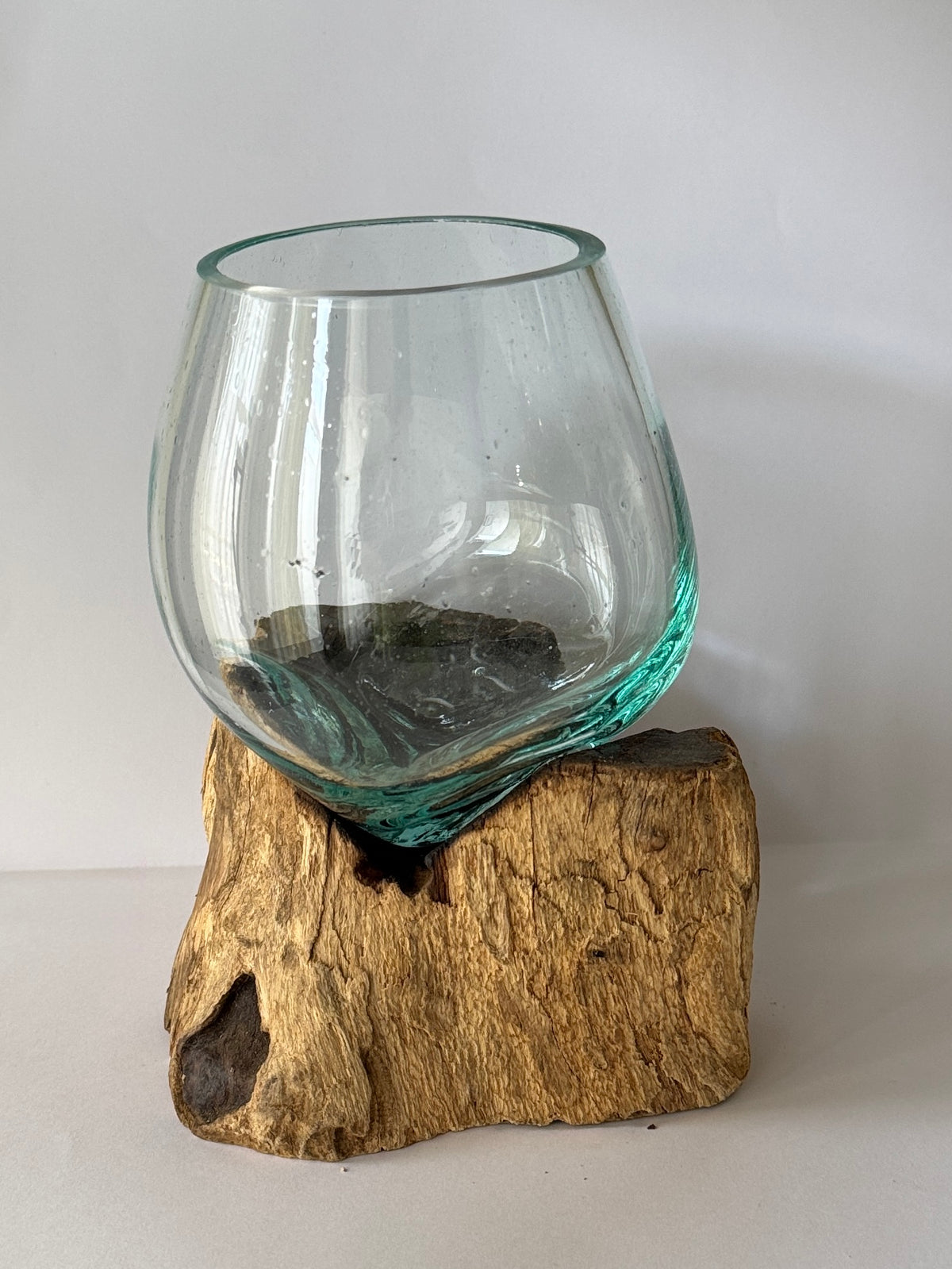 Flowing Glass Vase Handmade in Exotic Bali, Unique Housewarming Gift, Wedding Gift, Natural Boho Decor