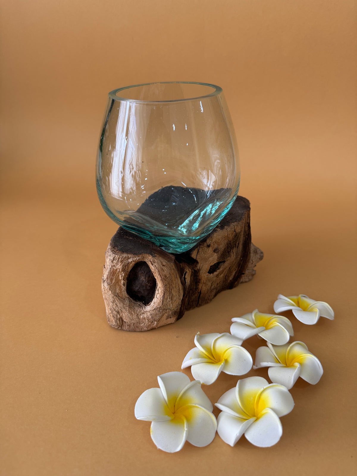 Flowing Glass Vase Handmade in Exotic Bali, Unique Housewarming Gift, Wedding Gift, Natural Boho Decor
