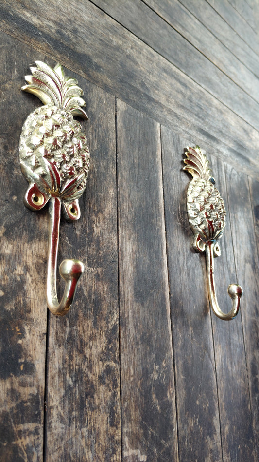 Pineapple Grove Bronze Walls Hooks (Set of 2) - Decorative, Functional, and Perfect for Tropical Homes Handmade in Exotic Bali, Home Decor