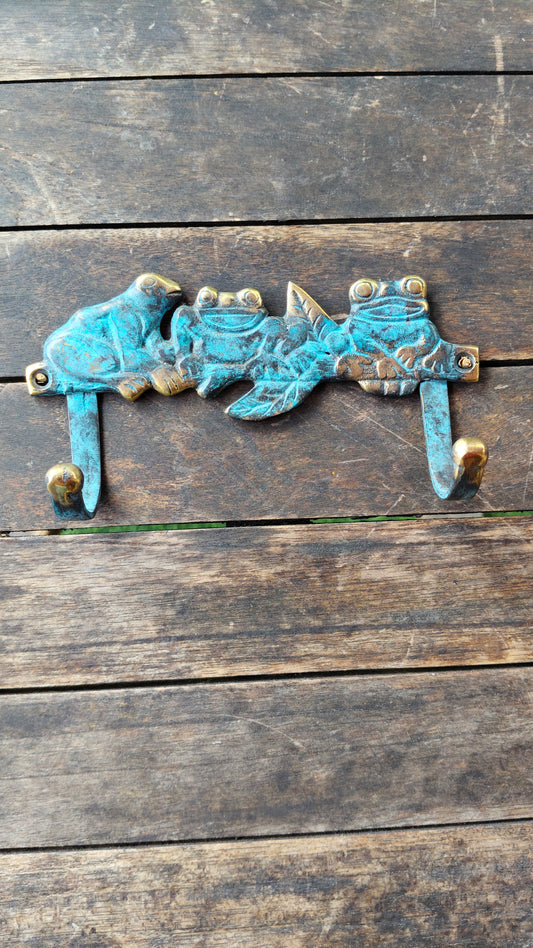 Happy Island Frogs Wall Hook – Tropical Bali Accent for Hats, Keys, Towels & More Handcrafted in Bali, Home Decor