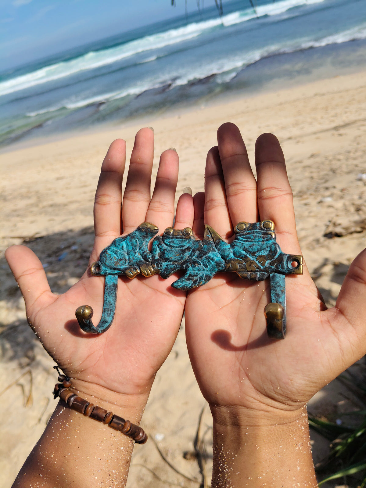 Happy Island Frogs Wall Hook – Tropical Bali Accent for Hats, Keys, Towels & More Handcrafted in Bali, Home Decor