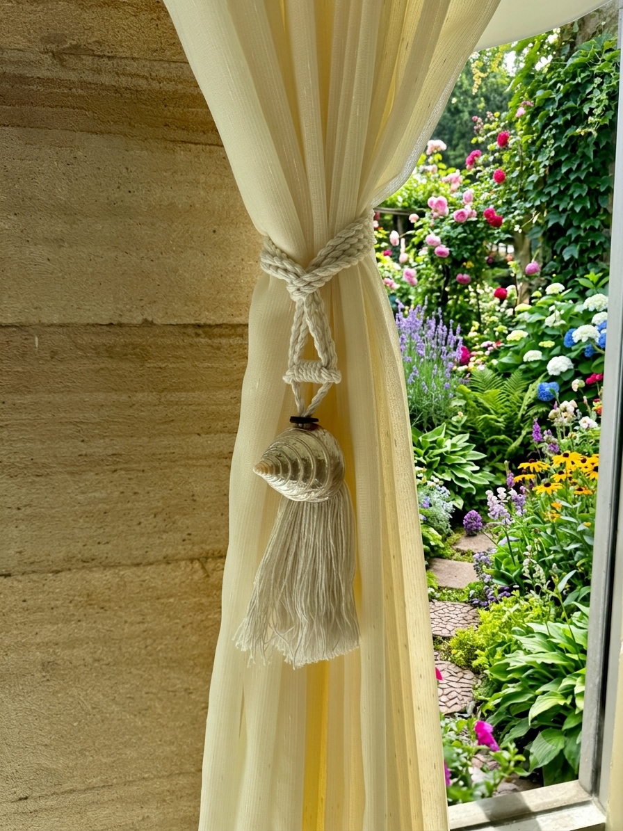 Bali Seashell Curtain Tie Backs (Set of 2)