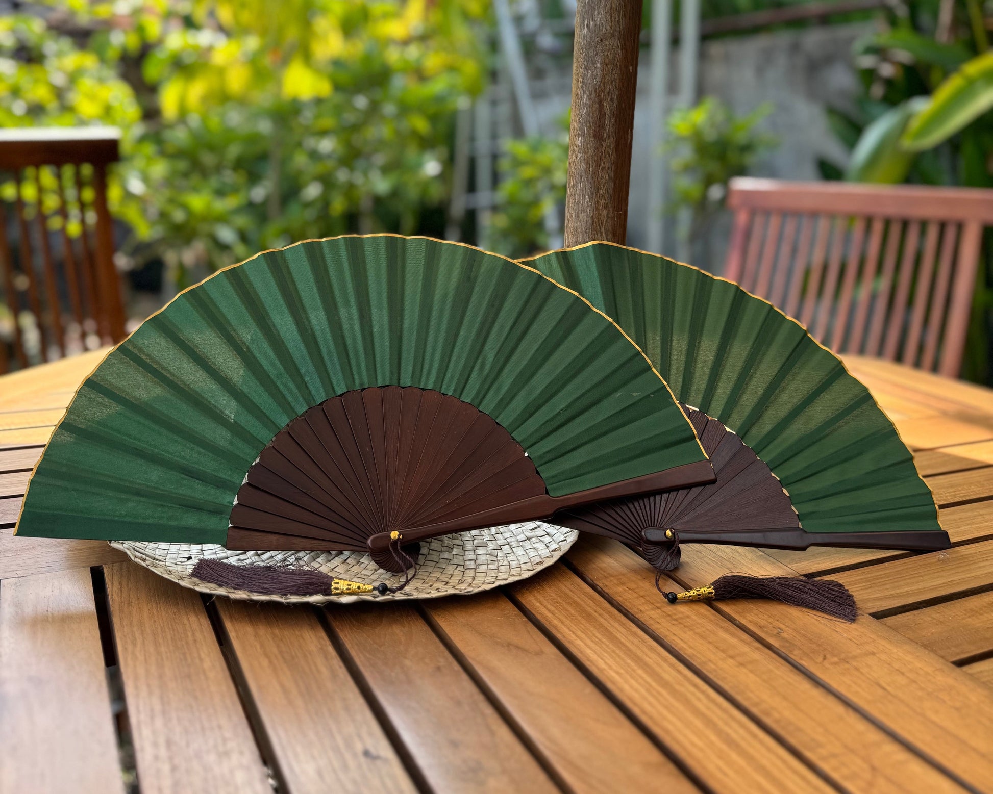 Hand fan natural wood handmade in bali 