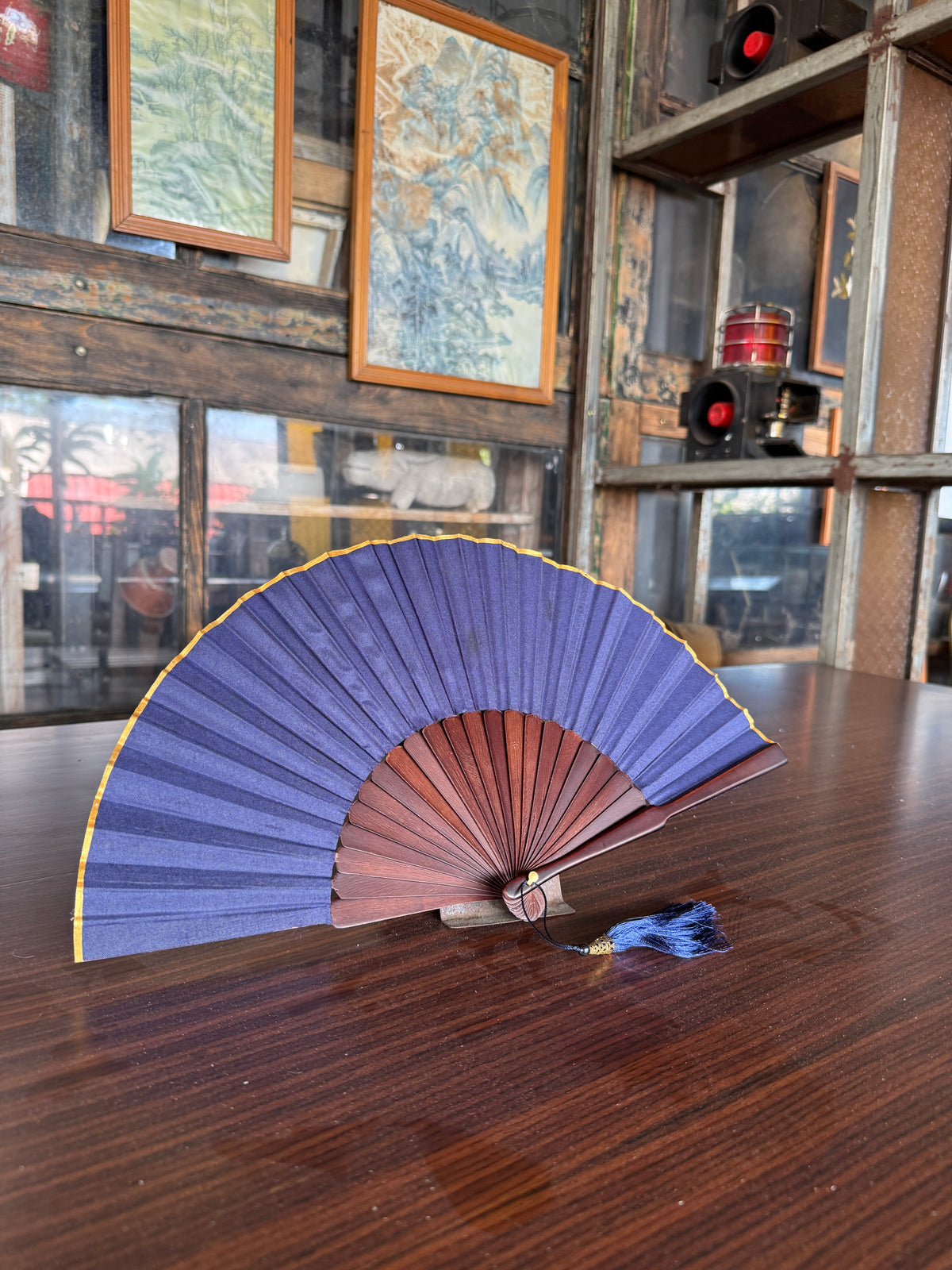 Bali Tropical Home Deep Blue Sea Folding Hand Fan