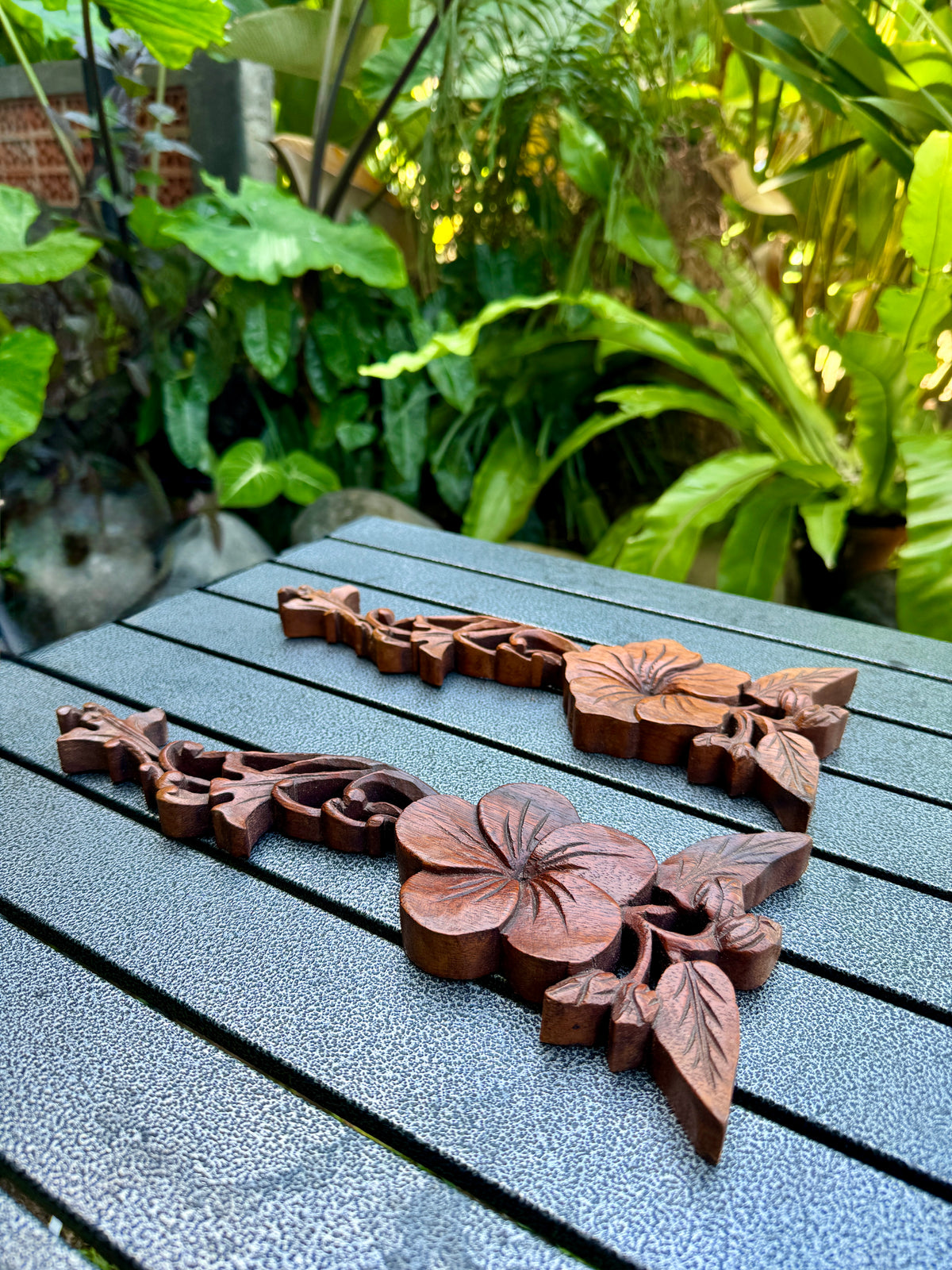 Enchanted Tropical Flower Hand-carved Wood from Bali