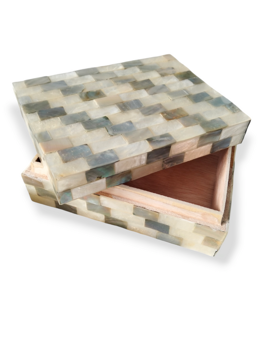 Ocean Whisper Treasure Box from Tropical Bali, Exotic Shell Inlay, Beach Memories, Vanity and Bathroom Decor, Boho Style, Gift for Friends & Family