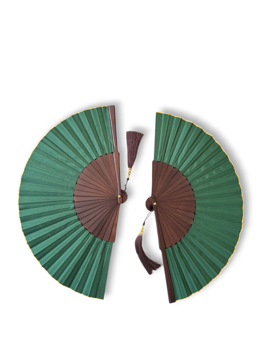 Multipack Exotic Jungle Green Folding Hand Fan, Set of 2, Bali Style