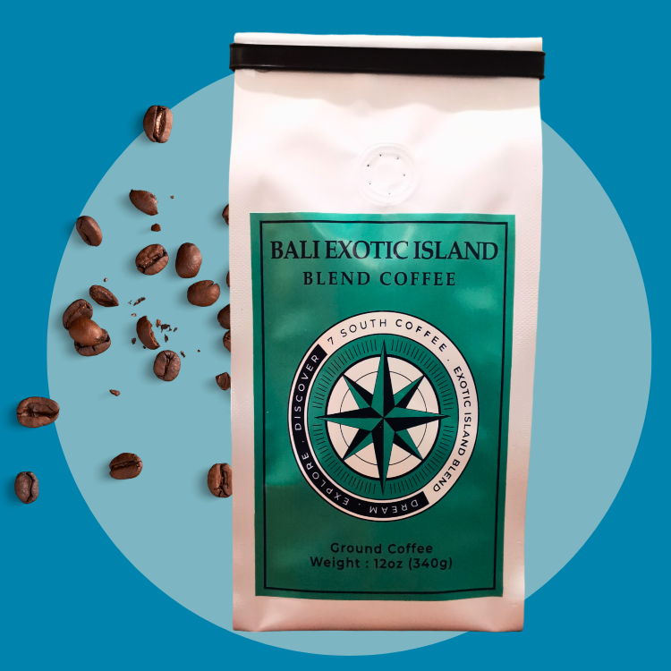 Bali Exotic Island Blend Coffee, Hand-picked and Artisan Roasted, Ground coffee with smooth delicate taste direct from Bali tropical island paradise, 12oz Bag