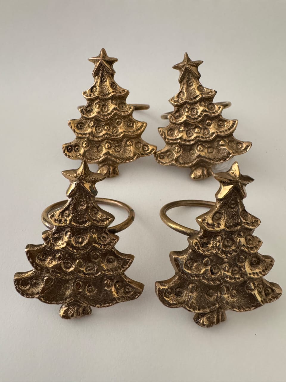 Christmas Tree Napkin Rings, Festive Holiday Table Decor, Handcrafted in Bali, (Christmas Tree Set 4)