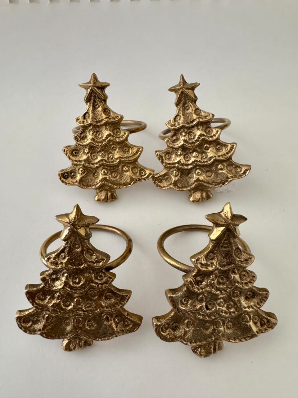 Christmas Tree Napkin Rings, Festive Holiday Table Decor, Handcrafted in Bali, (Christmas Tree Set 4)