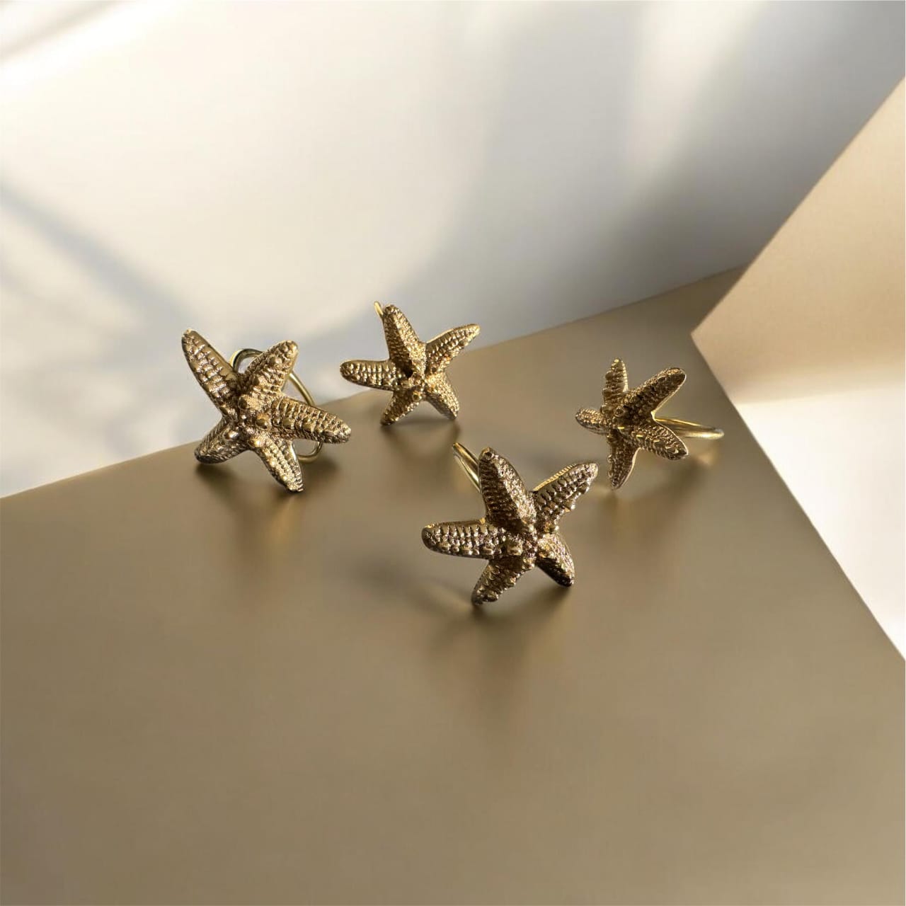 Starfish Napkin Rings from Bali, Coastal Beach Theme, Table Decor (Set of 4) (Start Fish Set 4)