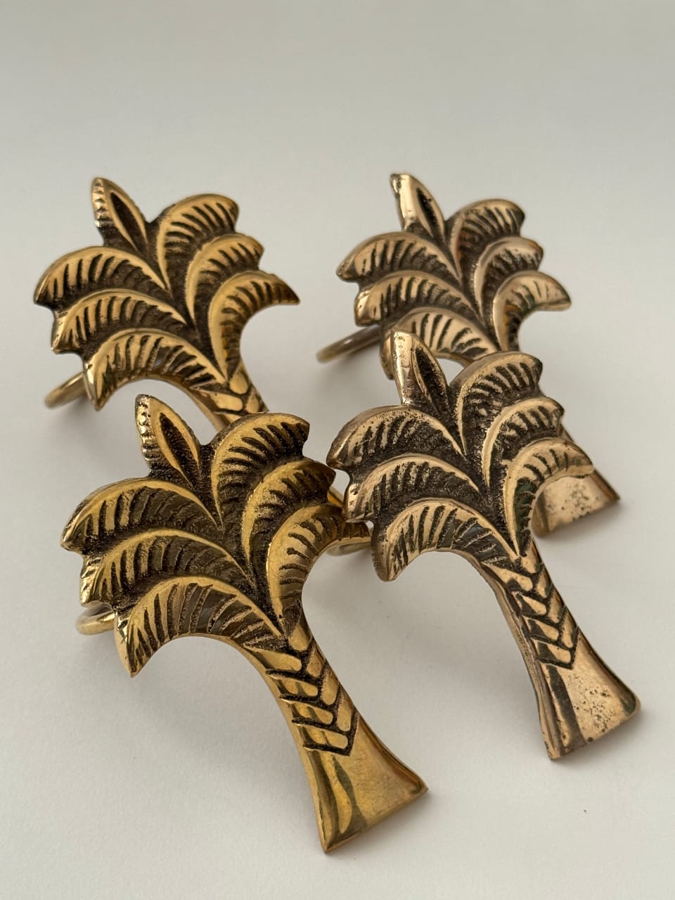 Palm Tree Napkin Rings from Bali, Set of 4, Decorative Table Accessories
