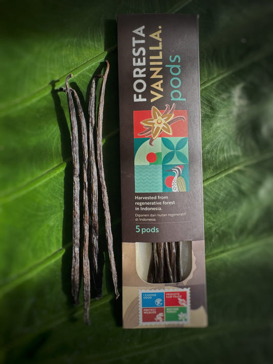Foresta Bali Vanilla Beans, Grade A, 5-Pack, Premium Gourmet Pods, Rich and Aromatic, for Baking, Making Extract and Cooking