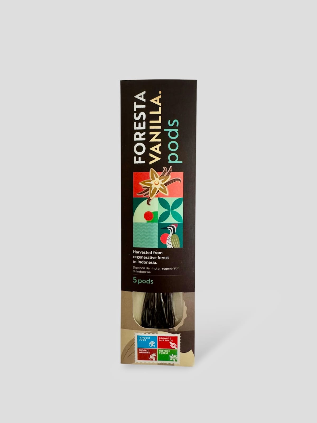Foresta Bali Vanilla Beans, Grade A, 5-Pack, Premium Gourmet Pods, Rich and Aromatic, for Baking, Making Extract and Cooking