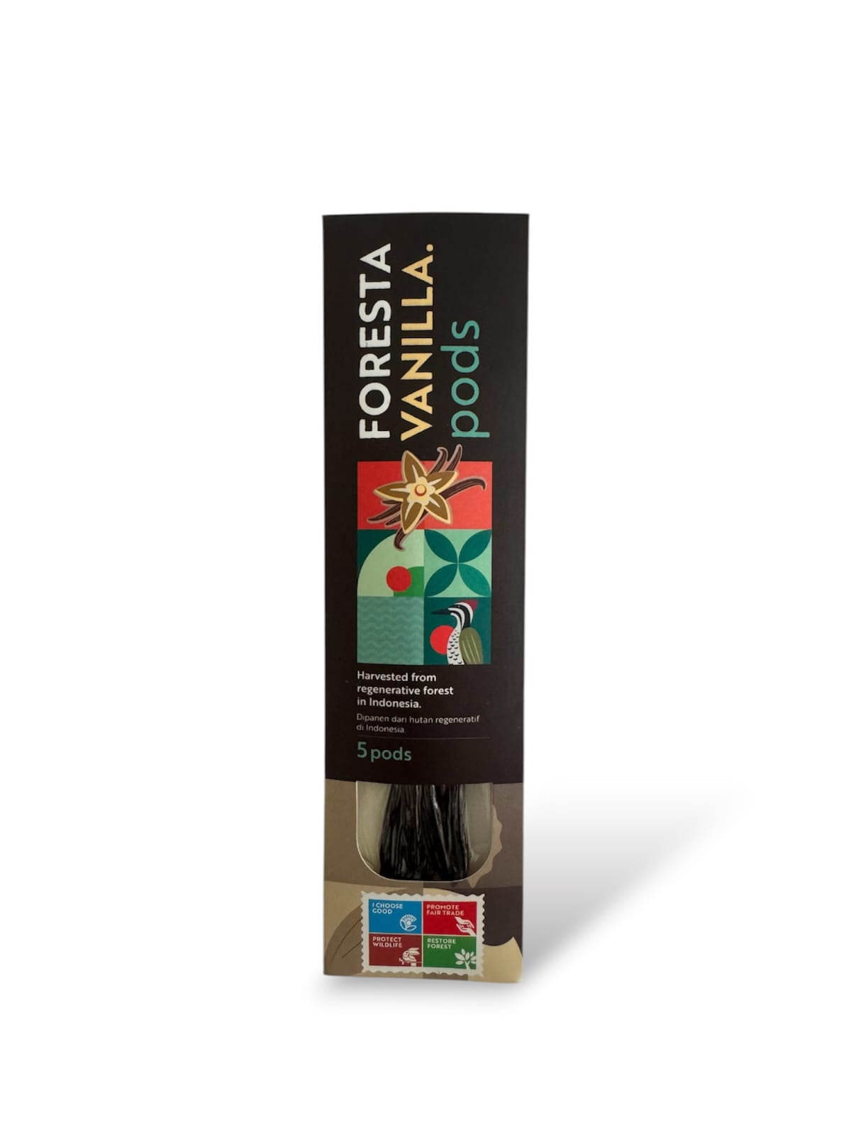 Foresta Bali Vanilla Beans, Grade A, 5-Pack, Premium Gourmet Pods, Rich and Aromatic, for Baking, Making Extract and Cooking