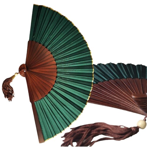 Multipack Exotic Jungle Green Folding Hand Fan, Set of 2, Bali Style