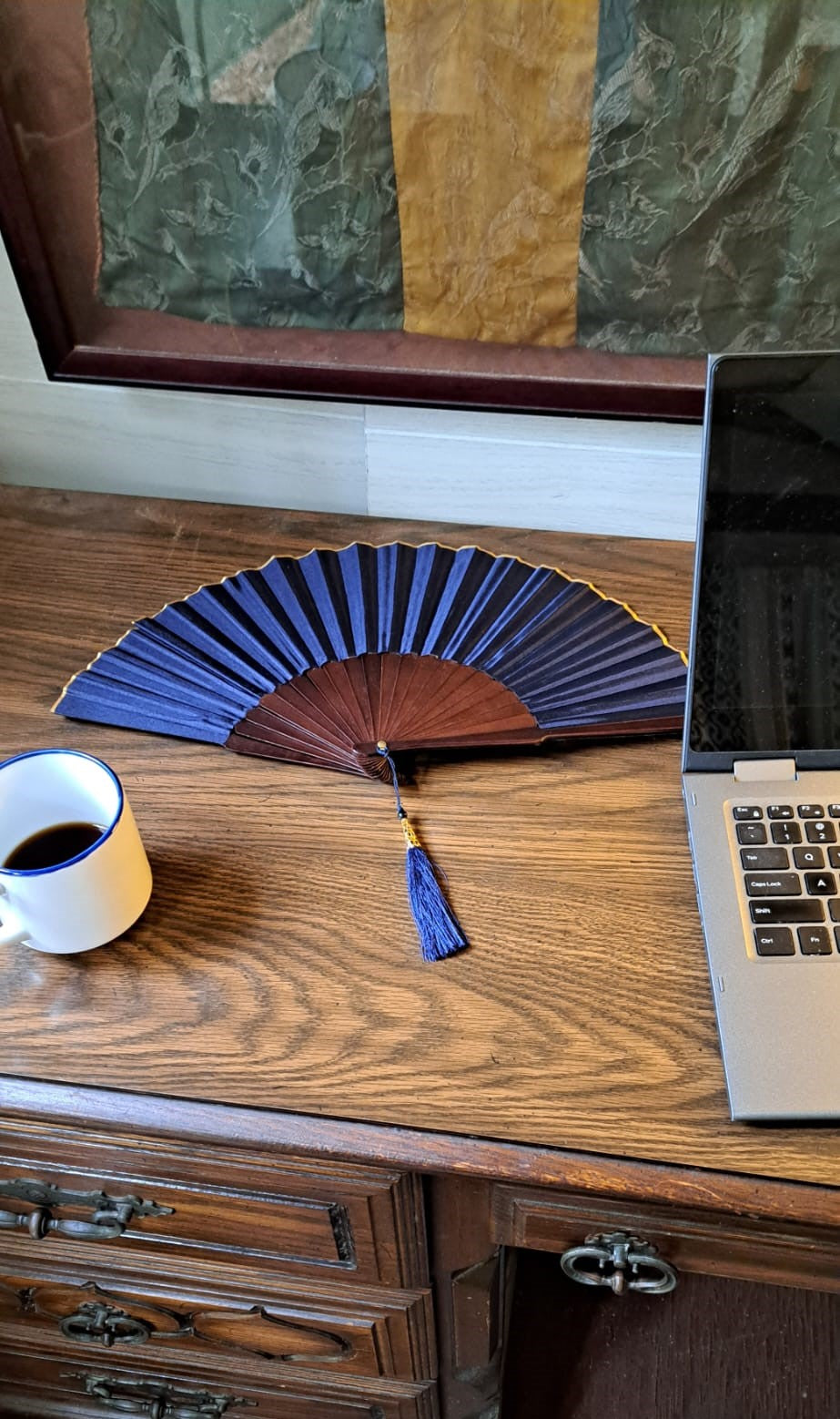 Bali Tropical Home Deep Blue Sea Folding Hand Fan