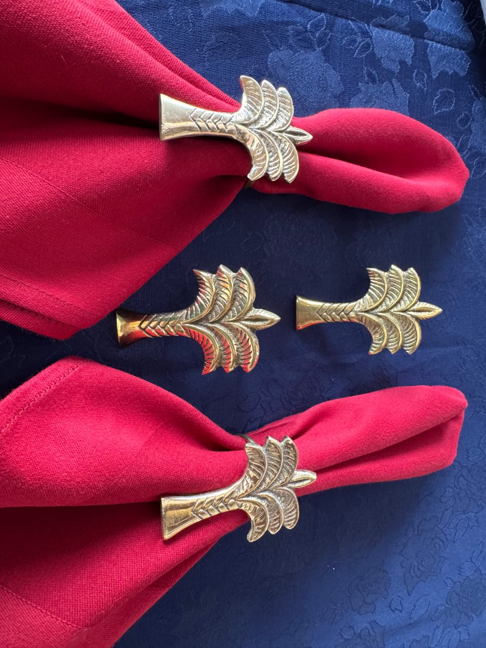 Palm Tree Napkin Rings from Bali, Set of 4, Decorative Table Accessories