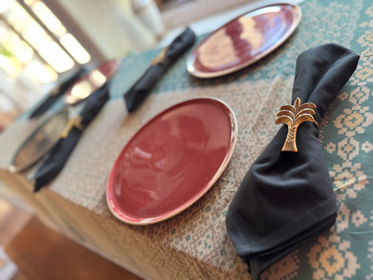 Palm Tree Napkin Rings from Bali, Set of 4, Decorative Table Accessories