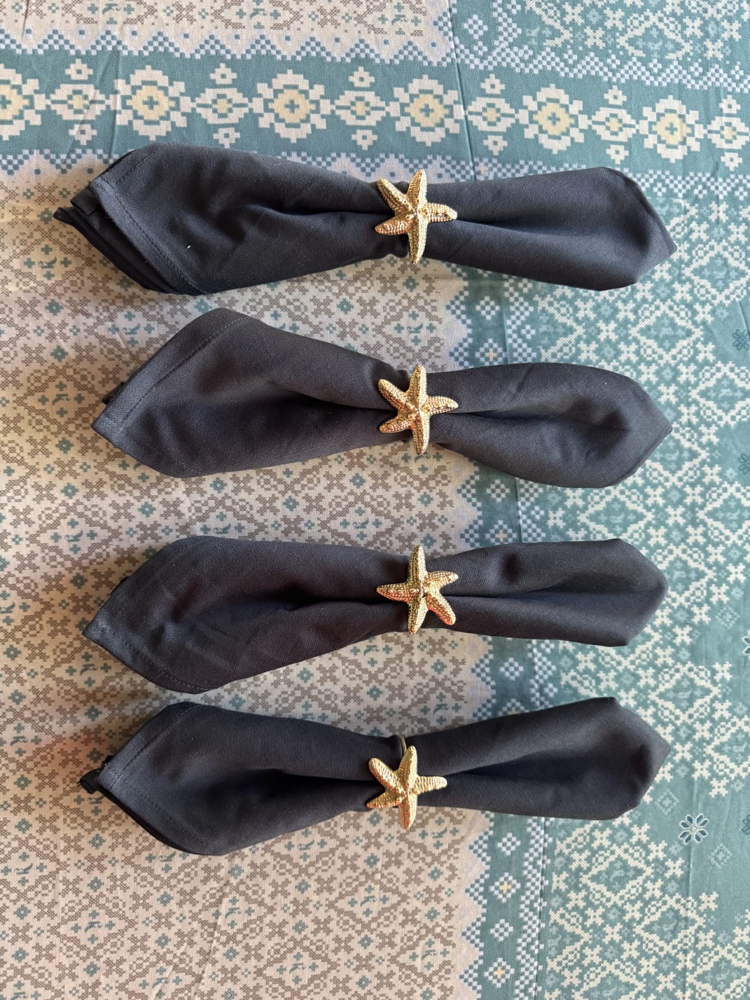 Starfish Napkin Rings from Bali, Coastal Beach Theme, Table Decor (Set of 4) (Start Fish Set 4)